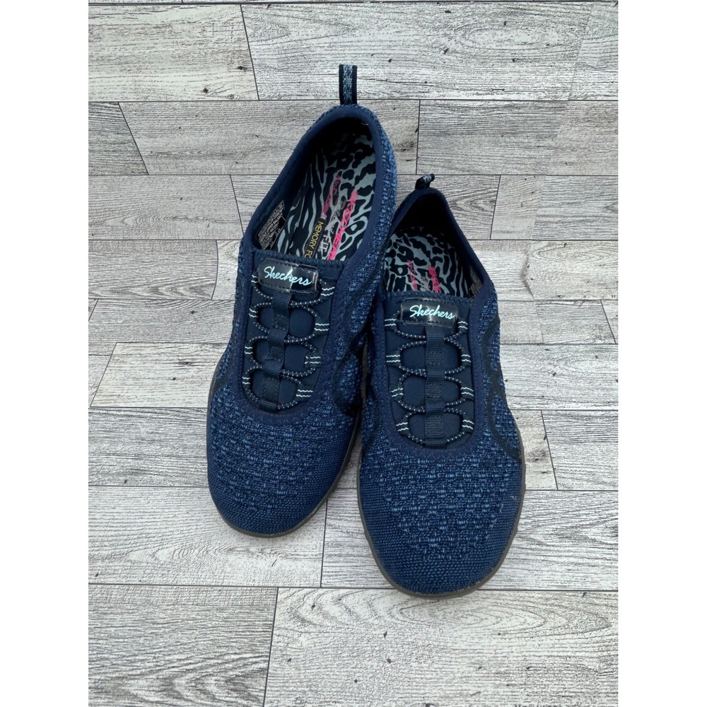 Skechers Empire D'Lux Game On Navy Bungee Slip On Sneakers 23028 Women Sz 8.5